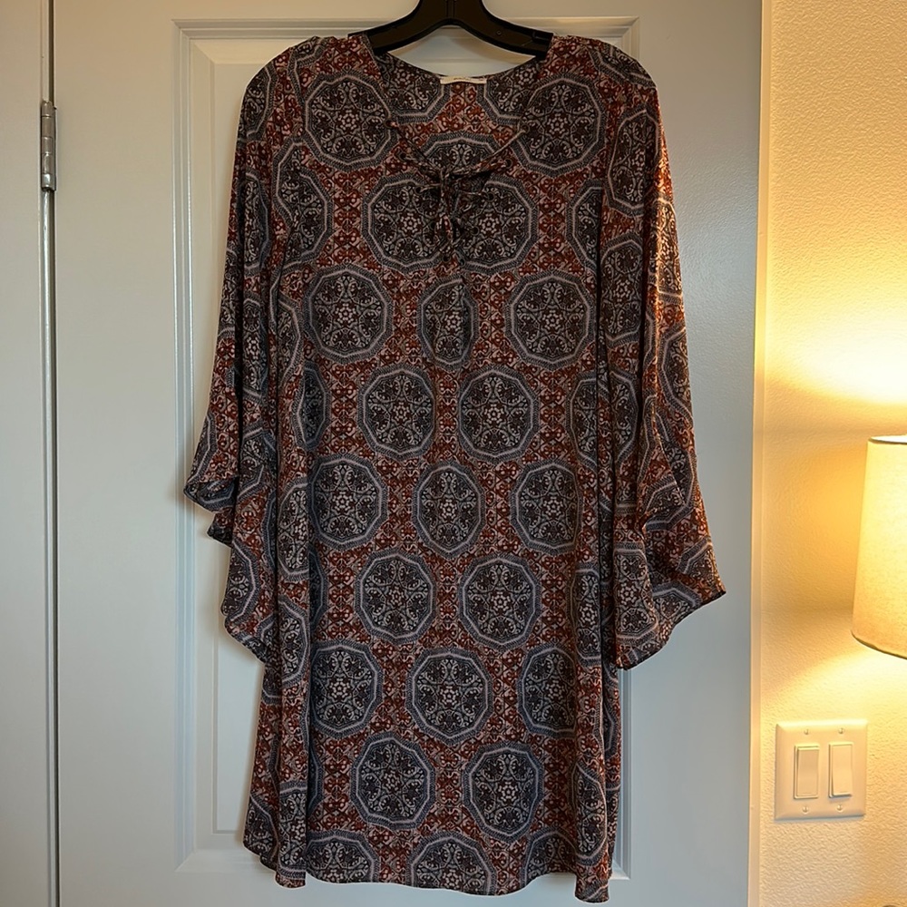 Women’s Printed Purple and Red Dress, Size L